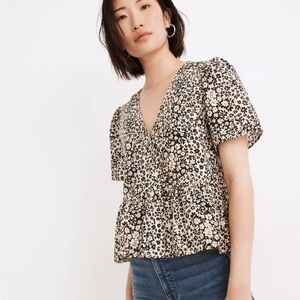 MADEWELL Crossover Peplum Top in Daisy Groove Floral Size M EUC